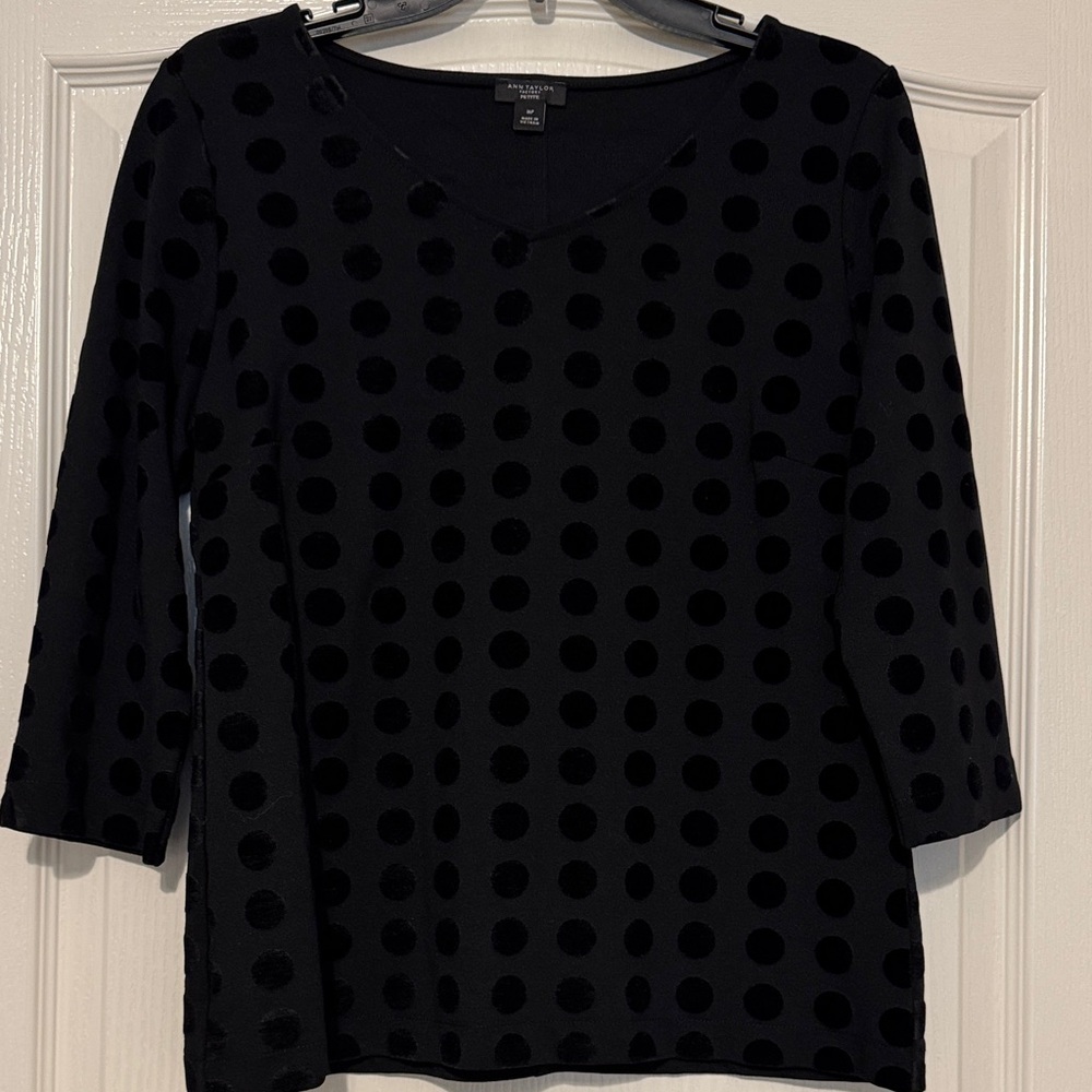Ann Taylor Factory Black Polka Dot Top